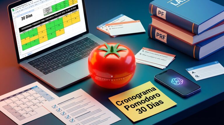 Cronograma Pomodoro para Concursos Públicos 2026: Plano 30 Dias